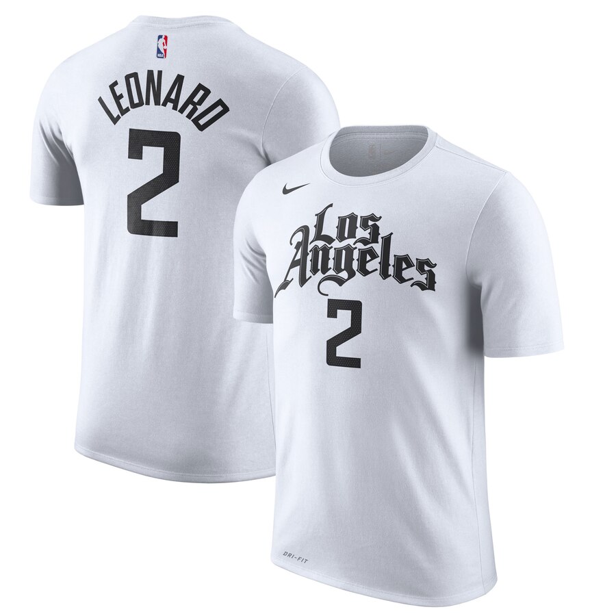 Men 2020 NBA Nike Kawhi Leonard LA Clippers White 201920 City Edition Name  Number TShirt.